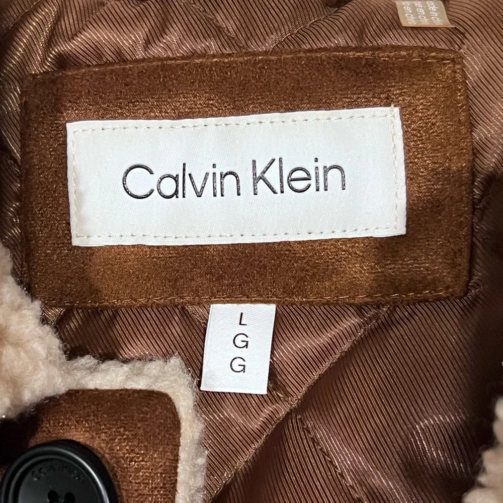 Calvin Klein Men's Tan Suede Bomber Jacket - Picture 6 of 8